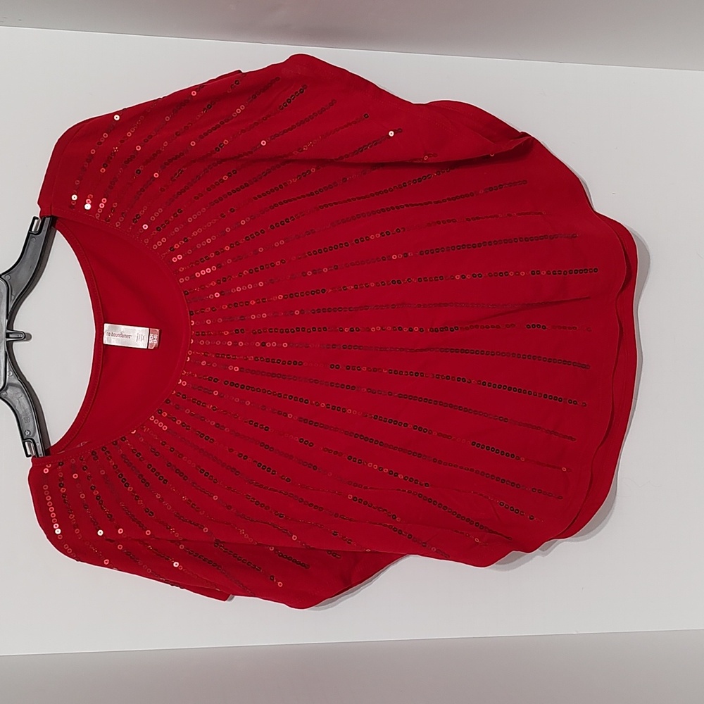 Red Poncho Styled Top w/Sequins on Front  sz Small